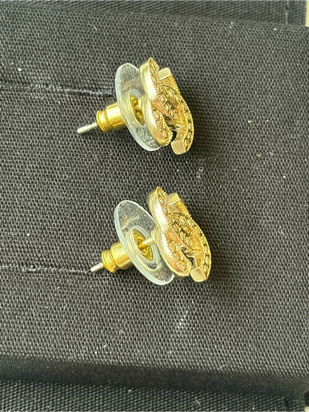 Chanel Gold Crystal CC Logo Stud Earrings - Gold
